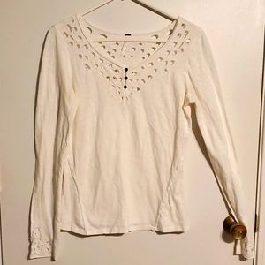 Free People women's M white long sleeve T-shirt with accent cutouts